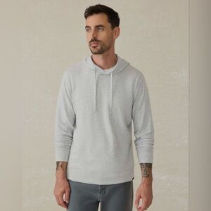 Faherty Sunwashed Midweight Organic Hoodie Light Grey Heather SzL Very Good Cond
